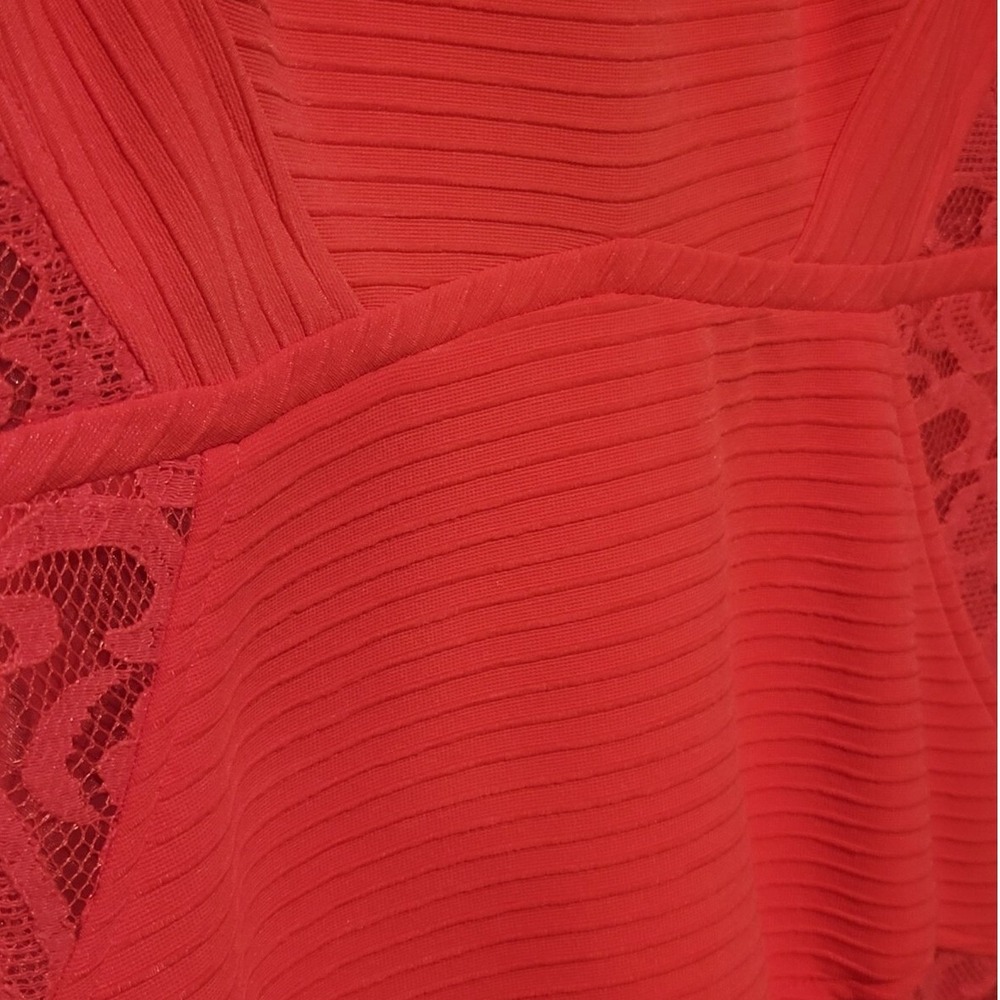 Julia Jordan Ruffle Lace Hem Mini Tank Dress 10‎ Sleeveless Scoop Neck Hot Pink - Picture 5 of 6